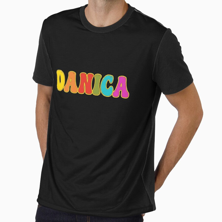 ❤️ Danica Personalized Name Wavy Retro Shirt, Coffee Mug, Sticker Gift by HelixPedia