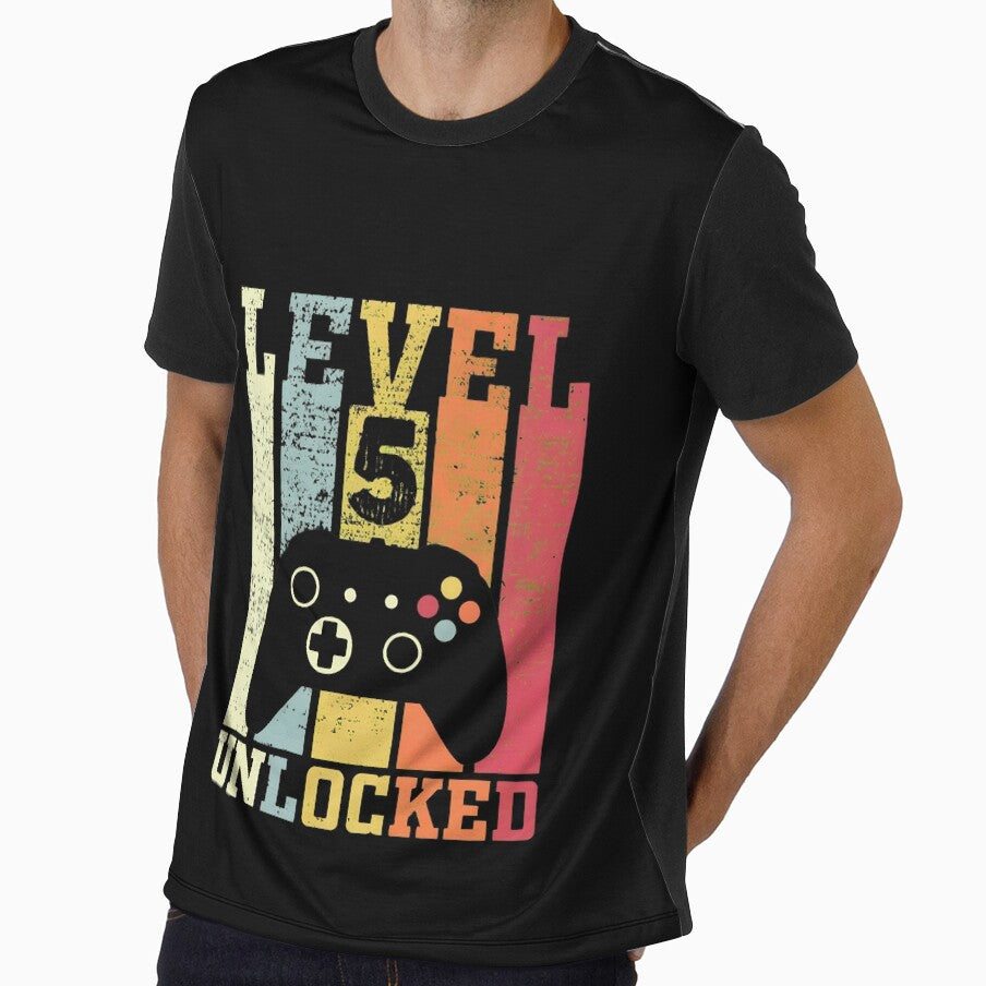 Level 5 Unlocked Funny Video Gamer 5th Birthday Gift by OlyvieArt