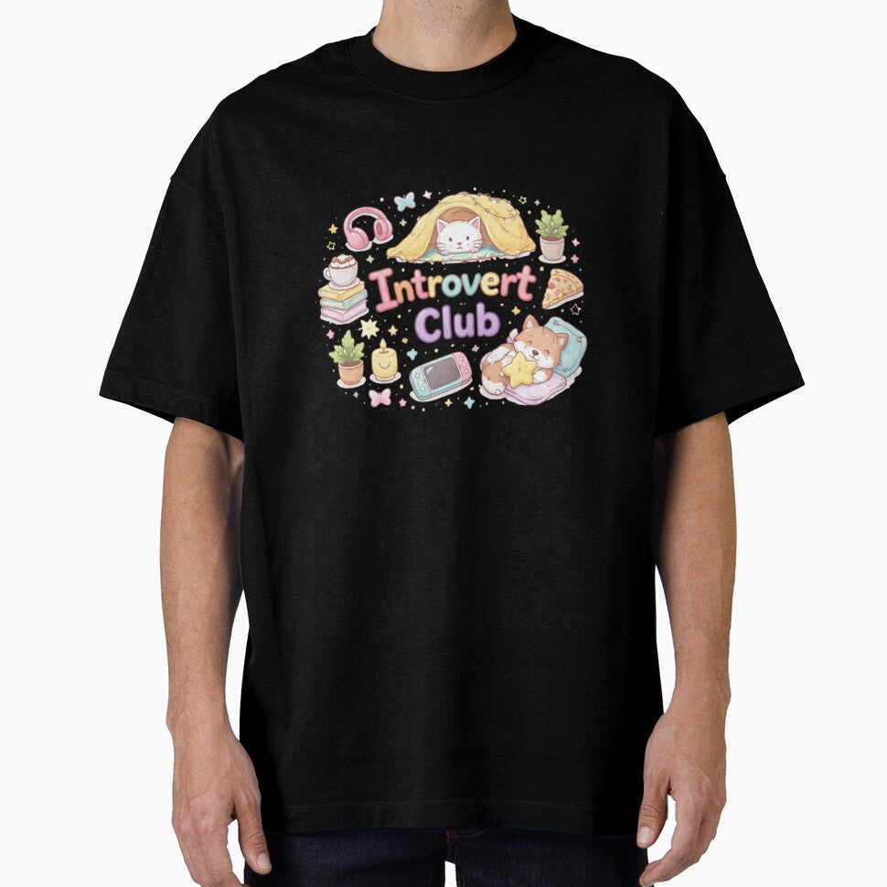 Cute Introvert Club Aesthetic Design | Cozy Introvert Life Pastel Kawaii Art | Anti Social Club Funny Quote by Sanika arts