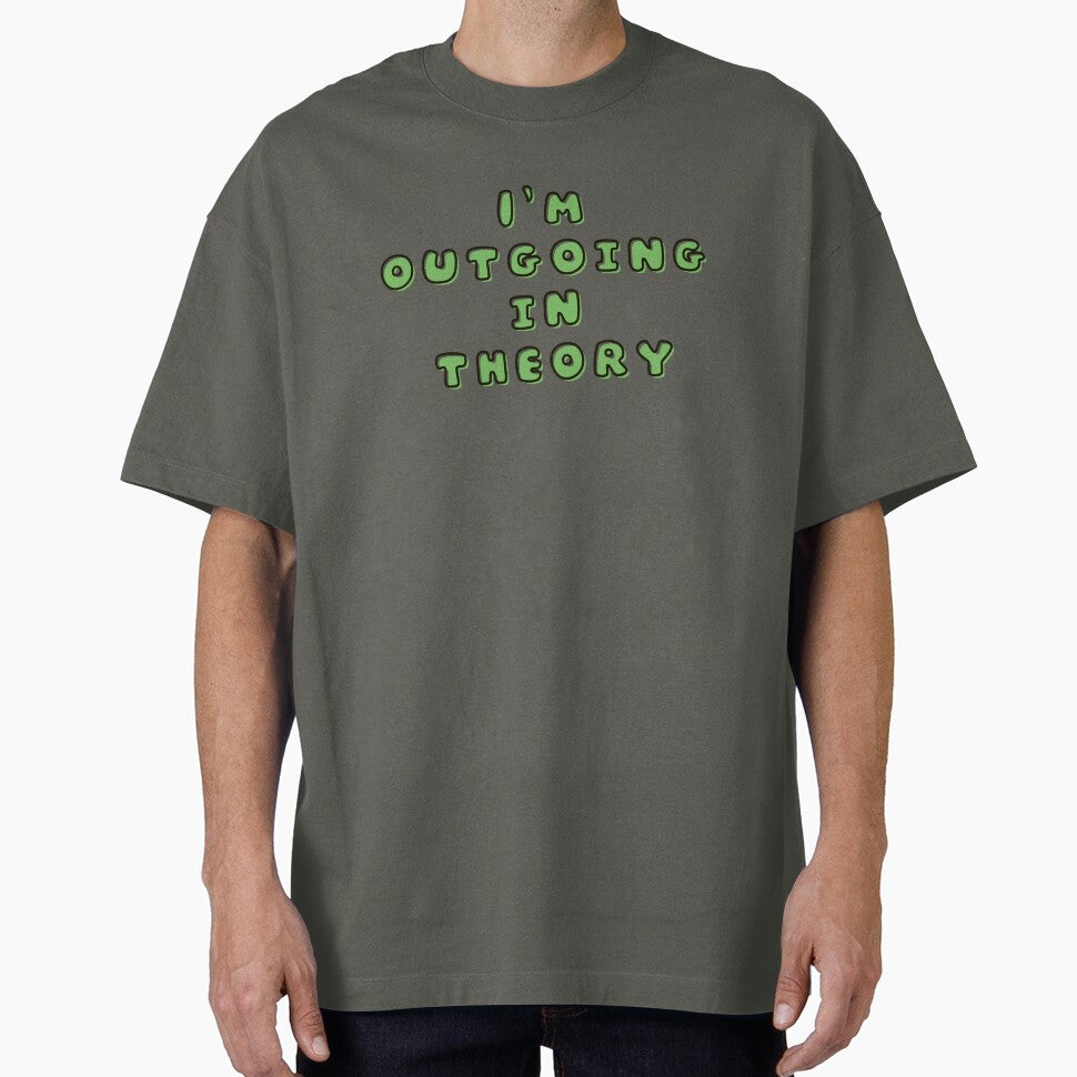 I’m Outgoing in Theory – Funny Introvert Quote Green Aesthetic Design by TheStephanieRome