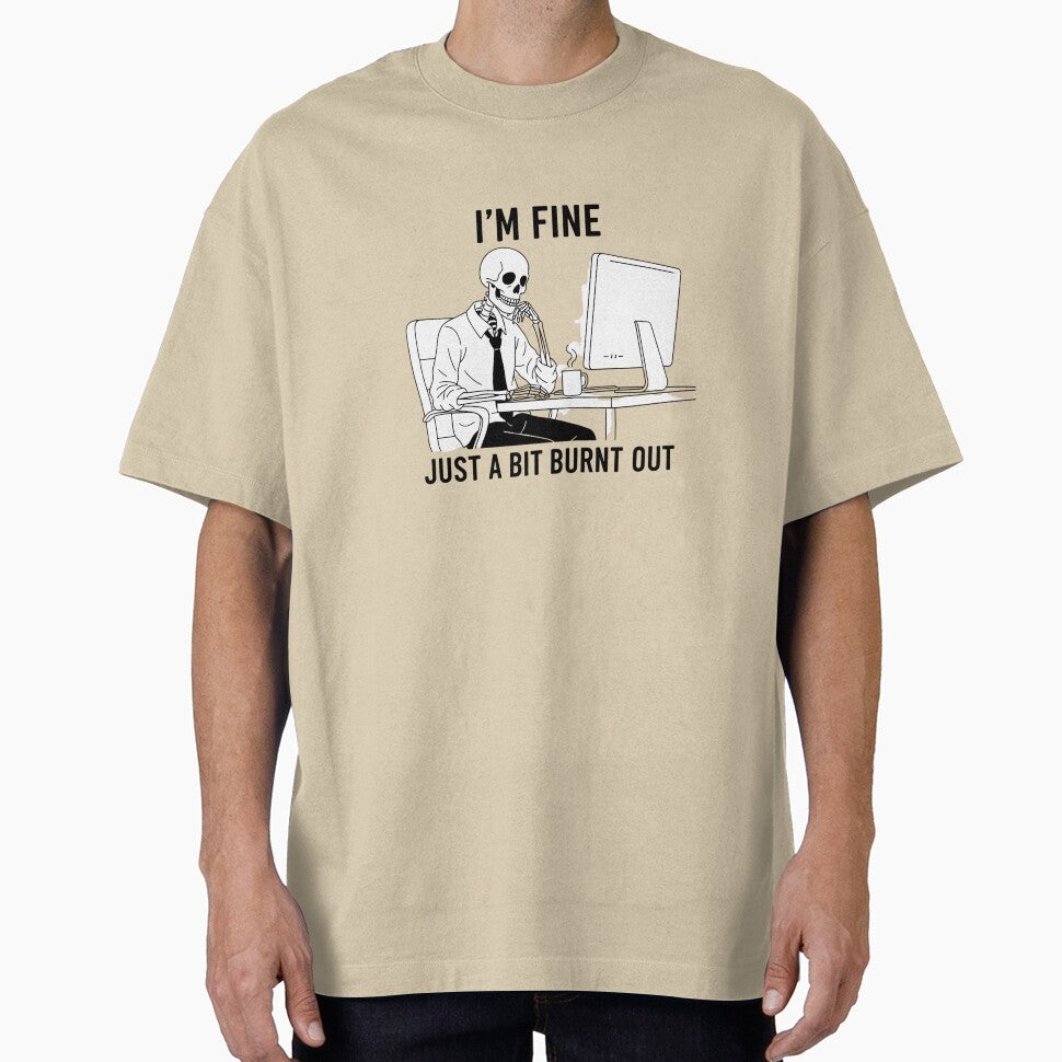 I’m Fine Skeleton Working at Computer – Burnout Office Humor Design by nbg2012