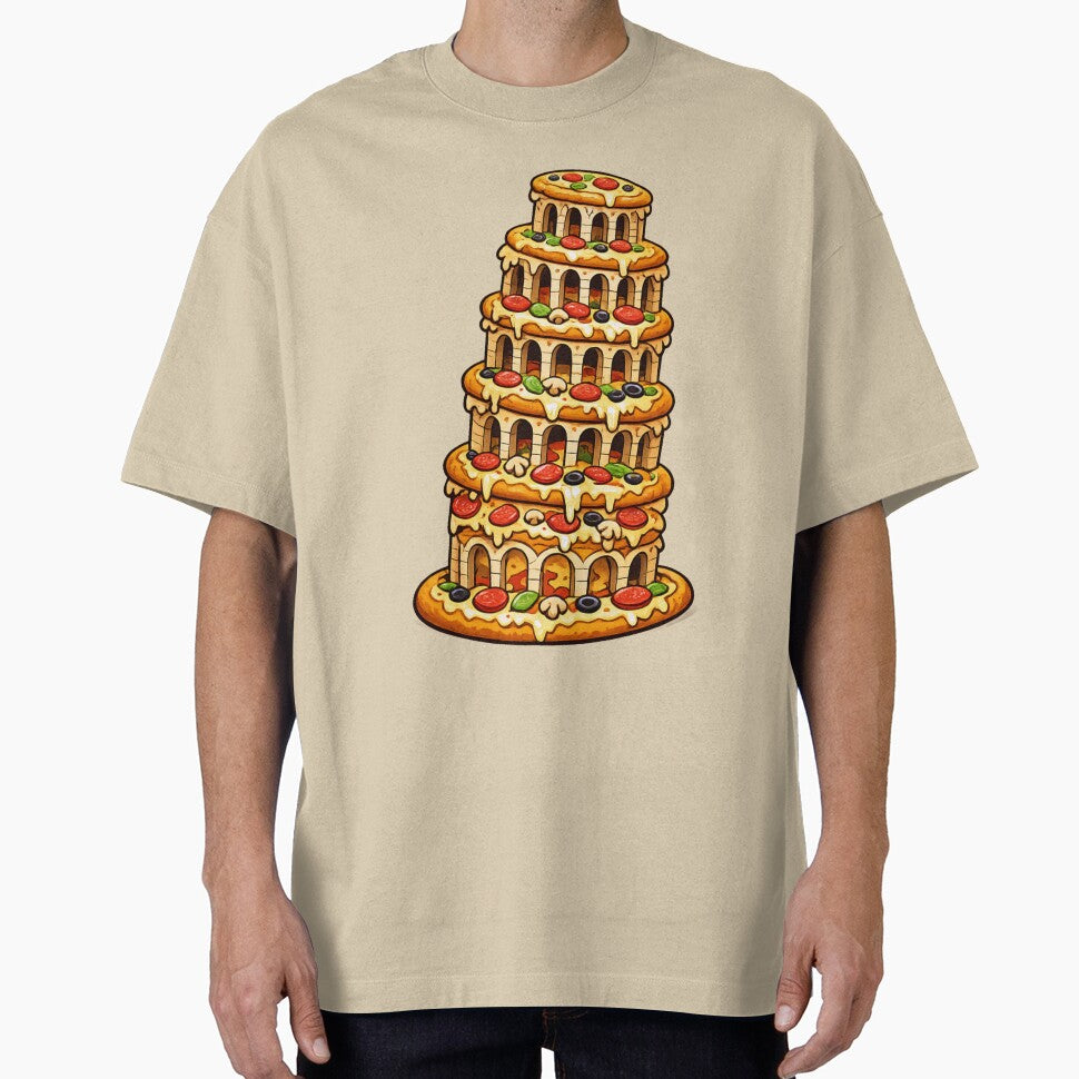 Funny Food Humor Tower of Pizza Pun Design by BROHLine Studio
