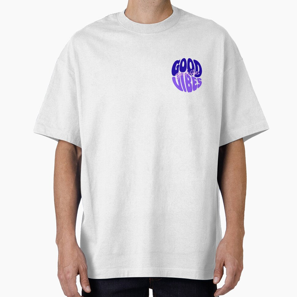 Retro Good Vibes Only Purple Aesthetic Typography Art by Theselinara