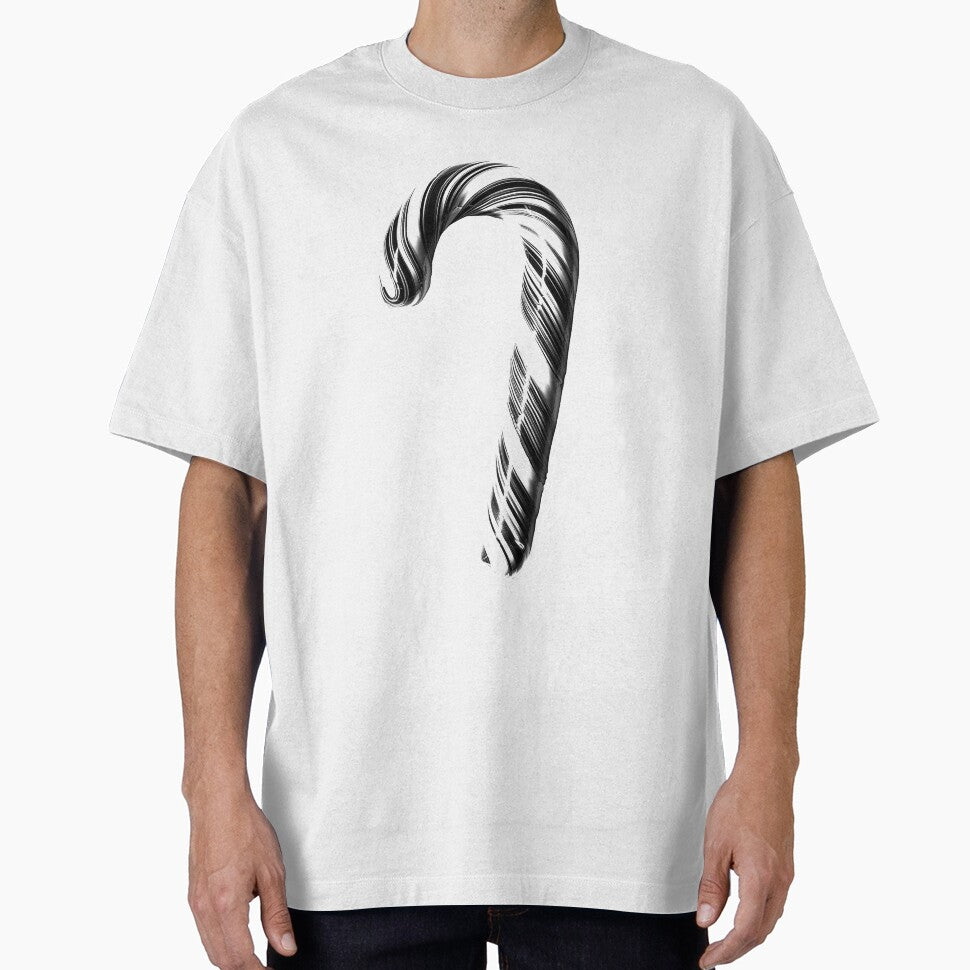Black and White Candy Cane – Minimalist Christmas Art by inkoutninja