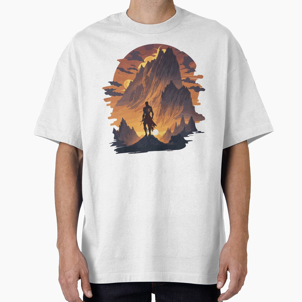 Warrior in the mountains,T-Shirt, crew neck, generous fit by AstorDWorkshop