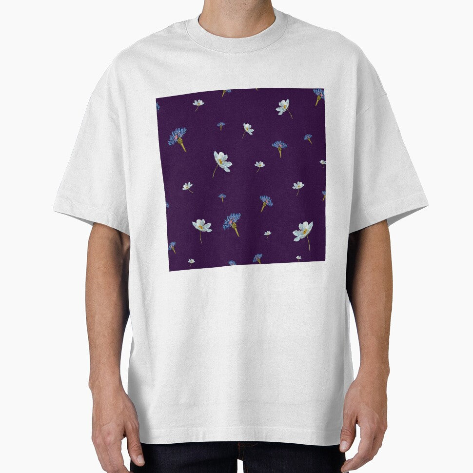 Flower blue daisy pattern seamless a watercolor violet by Yana Mustafina | Boho Soulful Designs