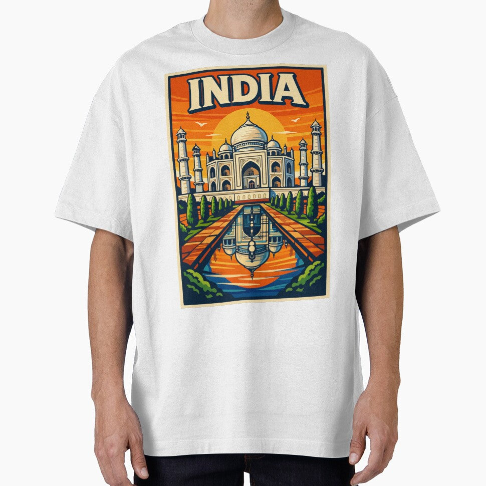 Vintage India Travel Poster: Taj Mahal Agra Art by arfindo-indra