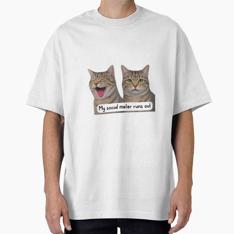 Neurospicy My Social Meter Runs Out Funny Introvert Cat Meme Premium Tri-Blend by JohnVBurks