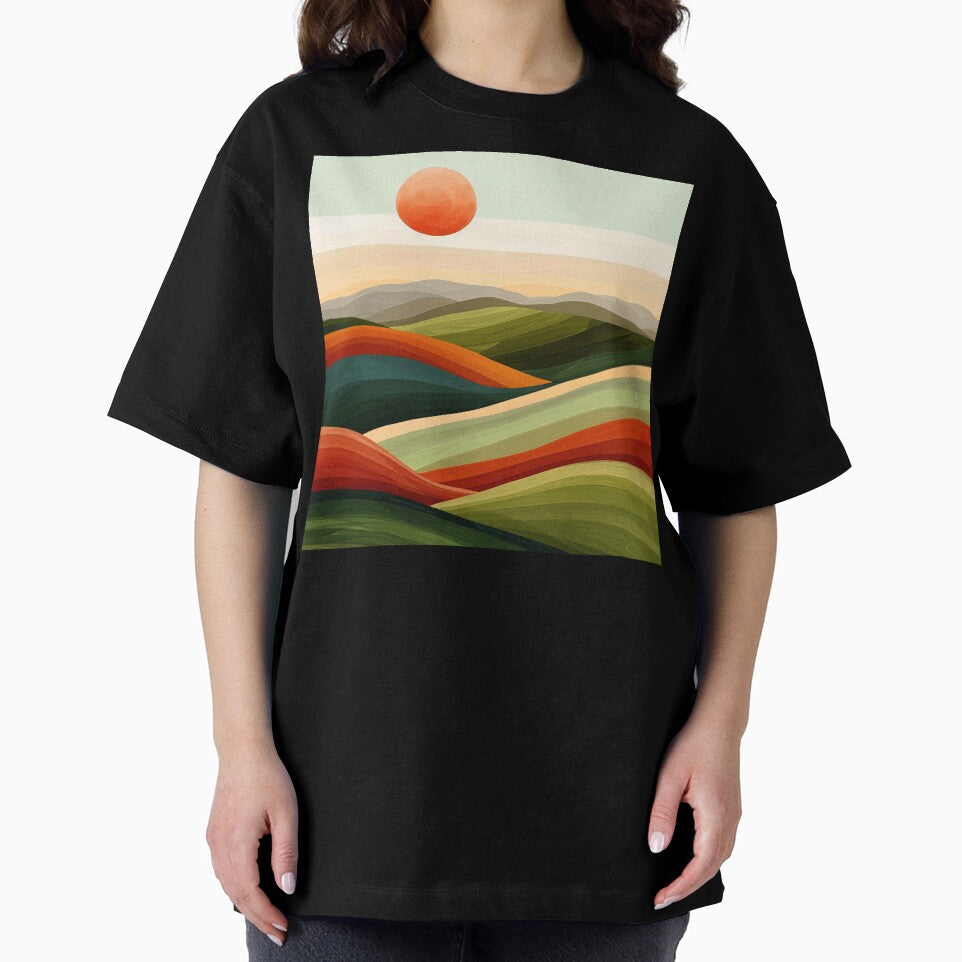 Boho Mountain Landscape Sunset Vibrant Colorful Earthtones Abstract by DEC02