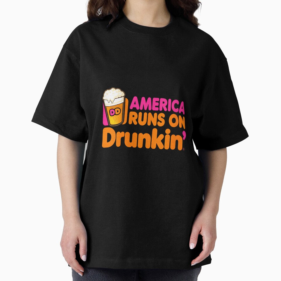 Women's America Runs on Drunkin Funny Sarcastic Joke Graphic Novelty by DorisSPipkin