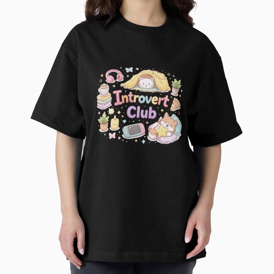 Cute Introvert Club Aesthetic Design | Cozy Introvert Life Pastel Kawaii Art | Anti Social Club Funny Quote by Sanika arts