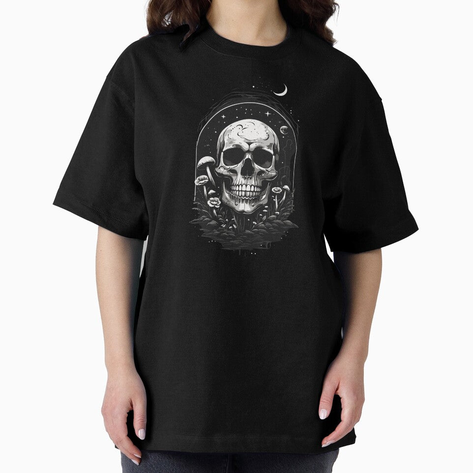 Whimsy Goth Skull & Mushrooms: Casual Y2K Grunge Aesthetic by LoFiArtFart
