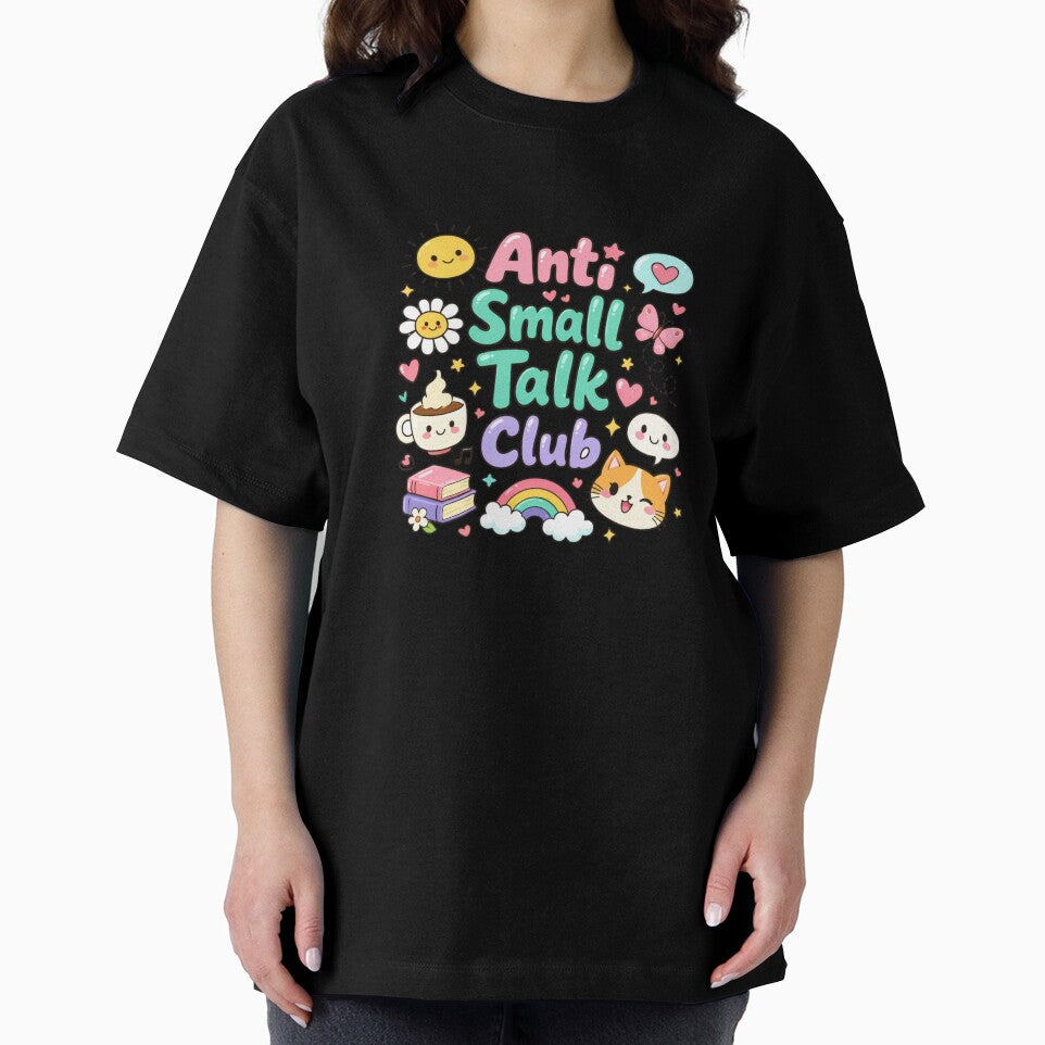 Anti Small Talk Club Cute Kawaii Introvert Aesthetic Design by Sanika arts
