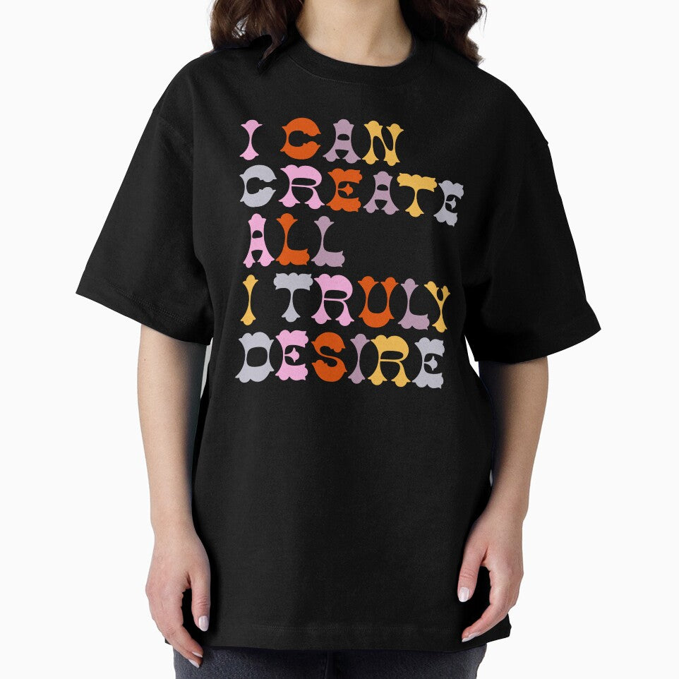 Positive Affirmation in Groovy Typography - I Can Create All I Truly Desire by Trish Dish