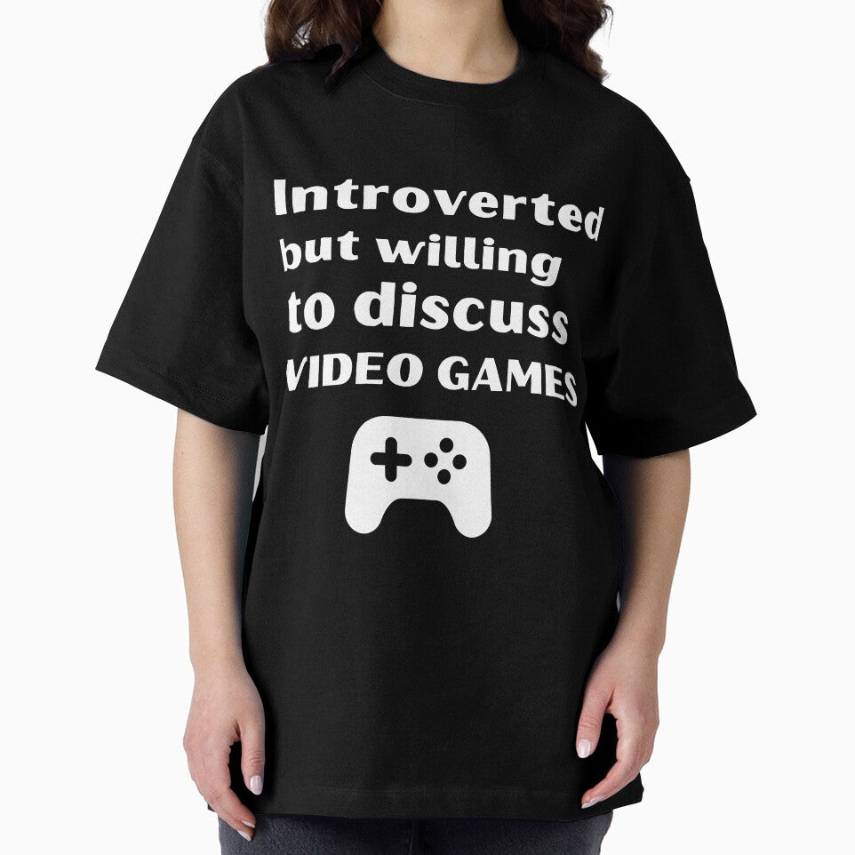 Introverted But Willing To Discuss Video Games Funny Introvert Tshirt by OldSkullDesigns