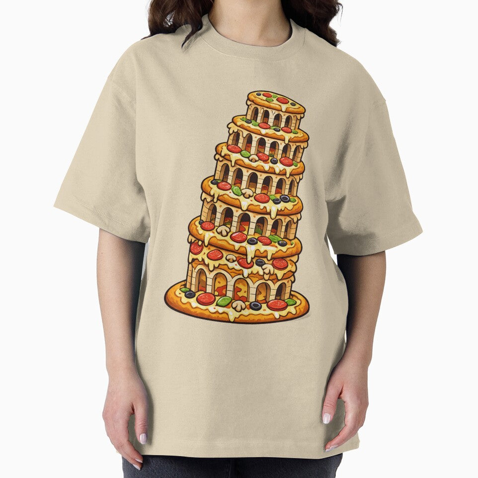 Funny Food Humor Tower of Pizza Pun Design by BROHLine Studio