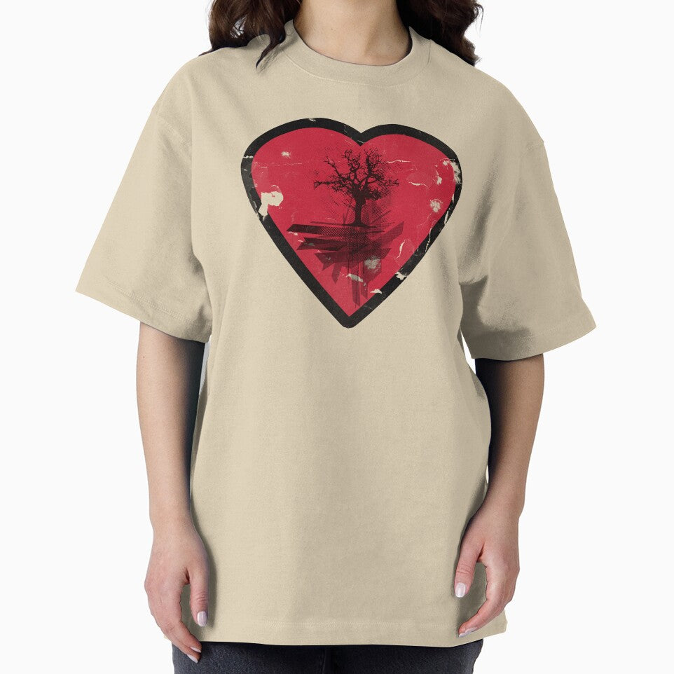 Love Nature - Grunge Tree and Heart - Earth Friendly T Shirt by Denis Marsili