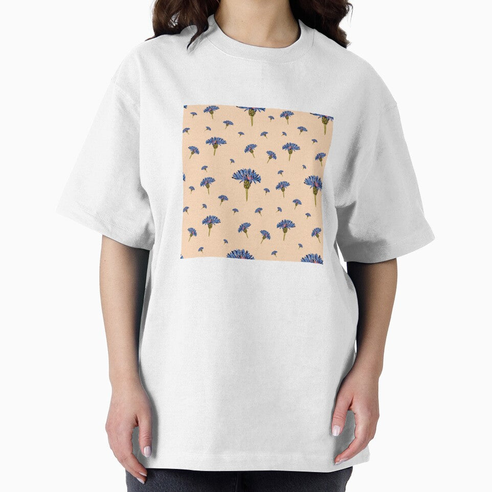 Flower blue violet pattern hand drawn watercolor peach by Yana Mustafina | Boho Soulful Designs