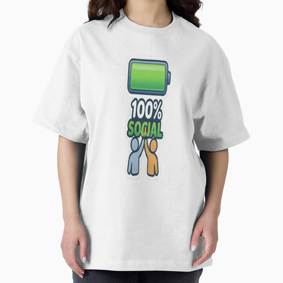 100% Social Battery Sticker – Full Energy Mood Funny Design by Velora Design