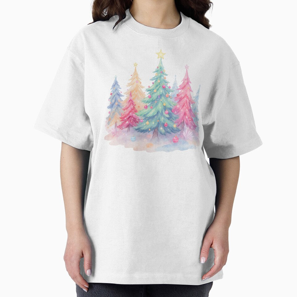 Pastel Christmas Tree Watercolor by RiffCoDesigns