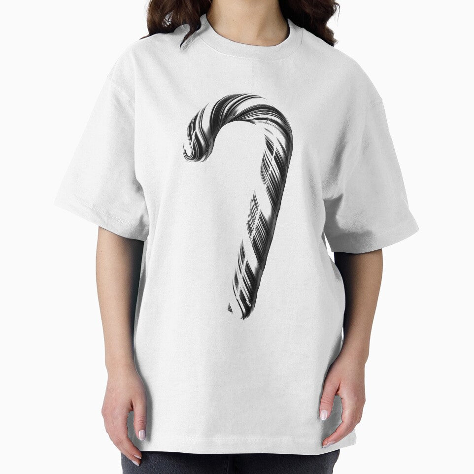 Black and White Candy Cane – Minimalist Christmas Art by inkoutninja