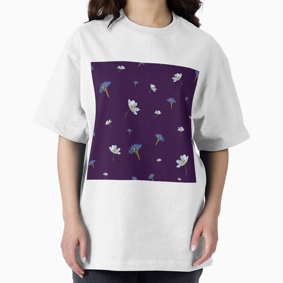Flower blue daisy pattern seamless a watercolor violet by Yana Mustafina | Boho Soulful Designs