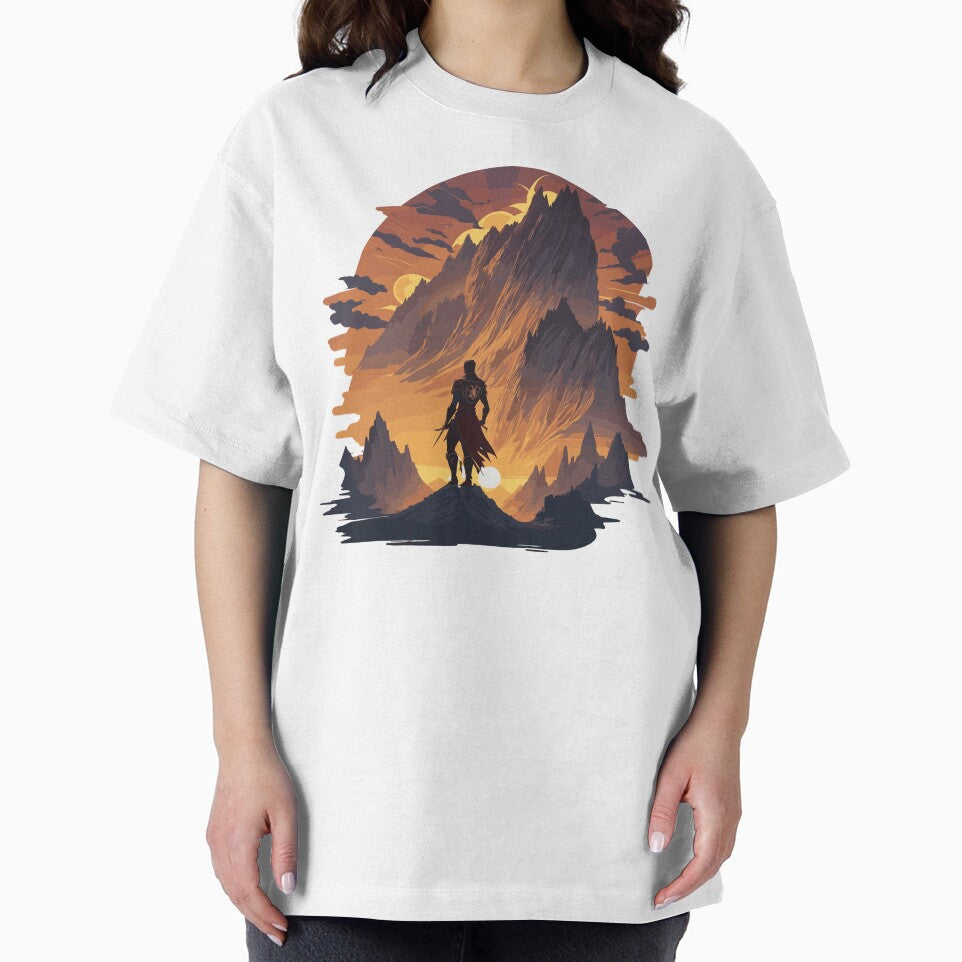 Warrior in the mountains,T-Shirt, crew neck, generous fit by AstorDWorkshop