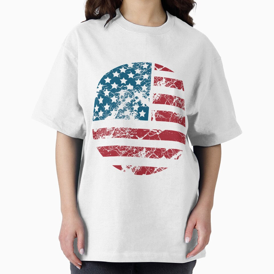 Round USA Flag T-Shirt for Men and Women by AllStarMerch