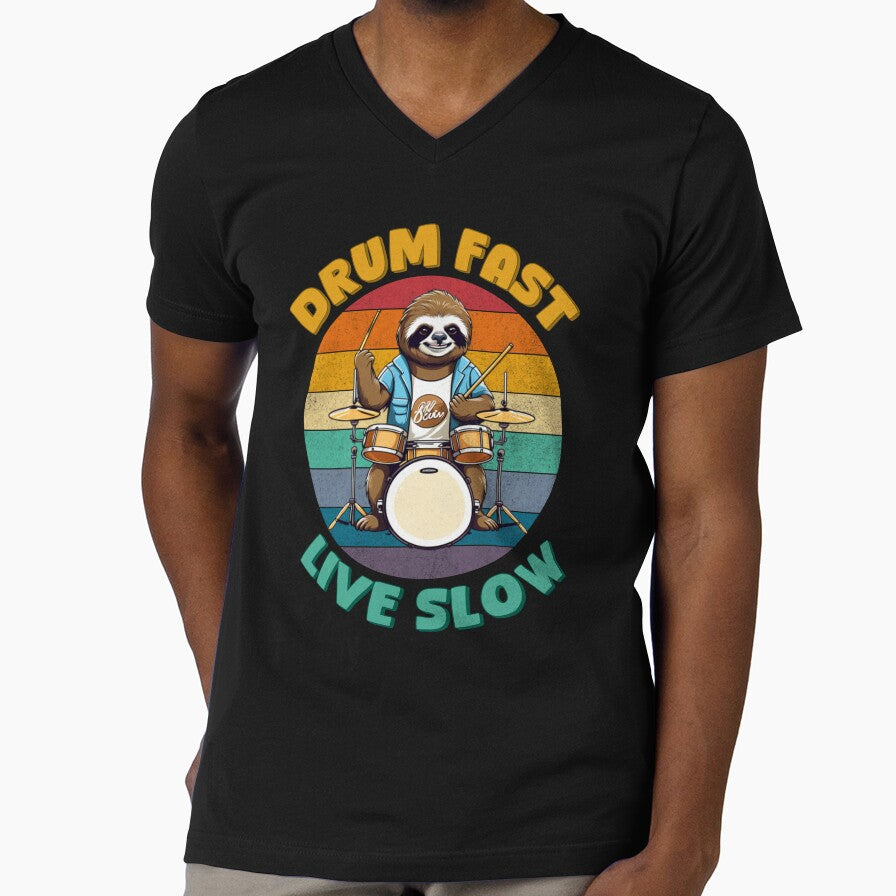 Funny cool sloth playing drums. Drum fast live slow drummer. by Unitepeople