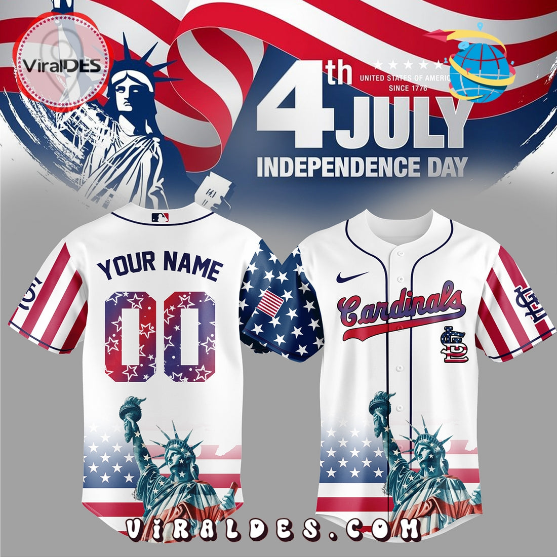 St. Louis Cardinals Custom Independence Day Baseball Jersey