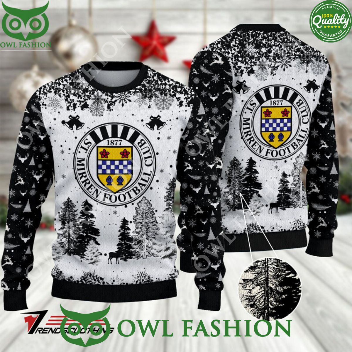 St Mirren F.C. SPFL Scottish Snow Fall Pine Ugly sweater jumper