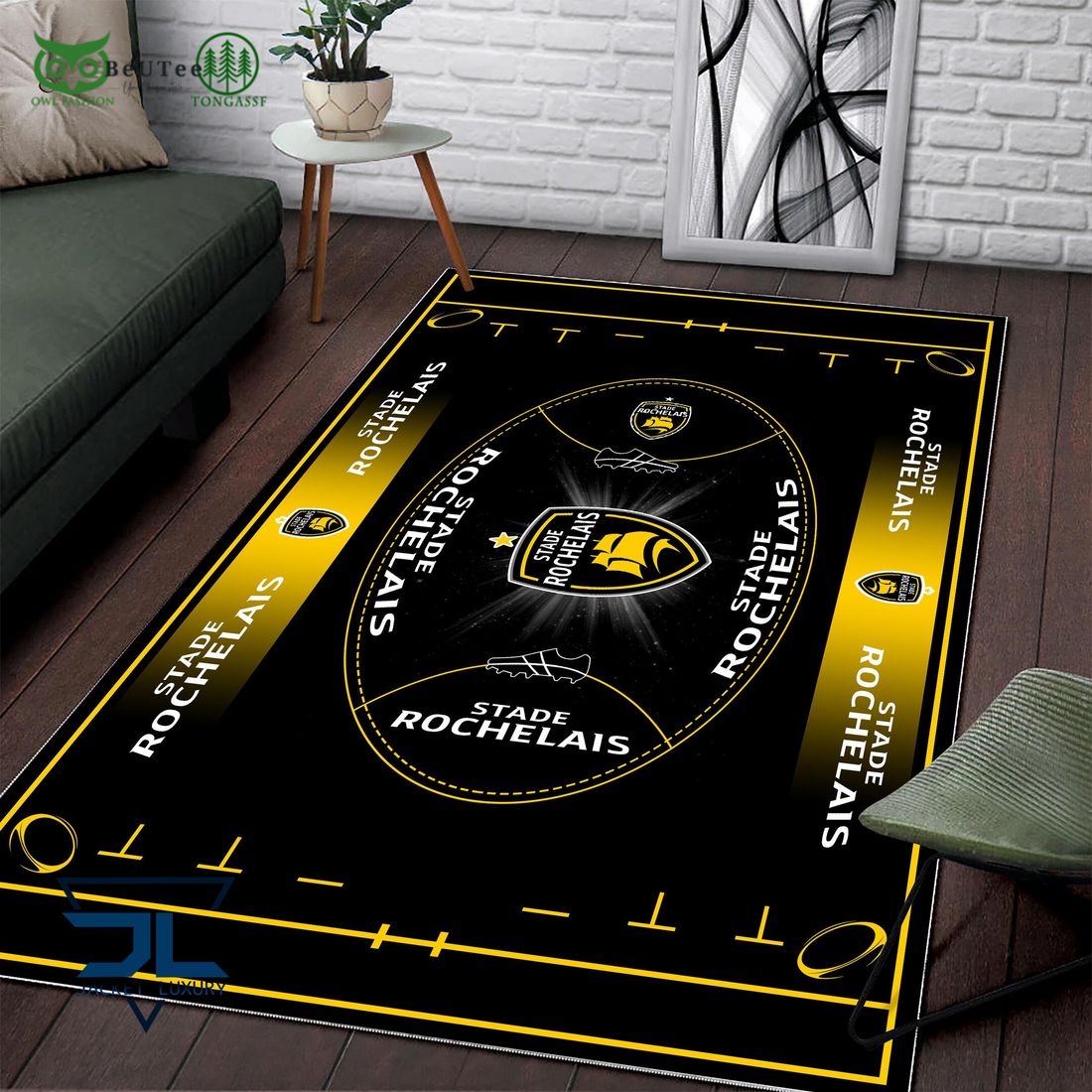 Stade Rochelais French Rugby Carpet Rug