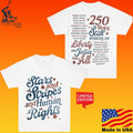 Stars And Stripes And Human Rights Liberty And Justice For All 250 Years T-shirt