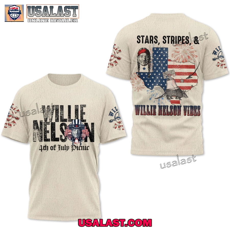 Stars Stripes And Willie Nelson Vibes 3D Shirt