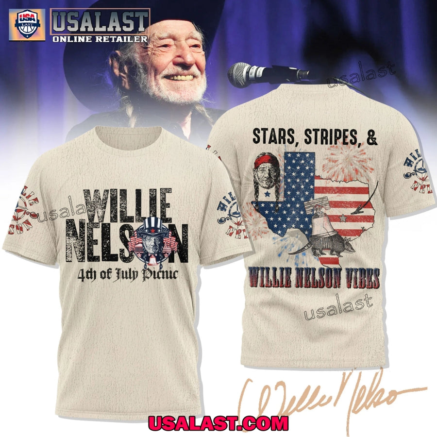 Stars Stripes And Willie Nelson Vibes 3D Shirt