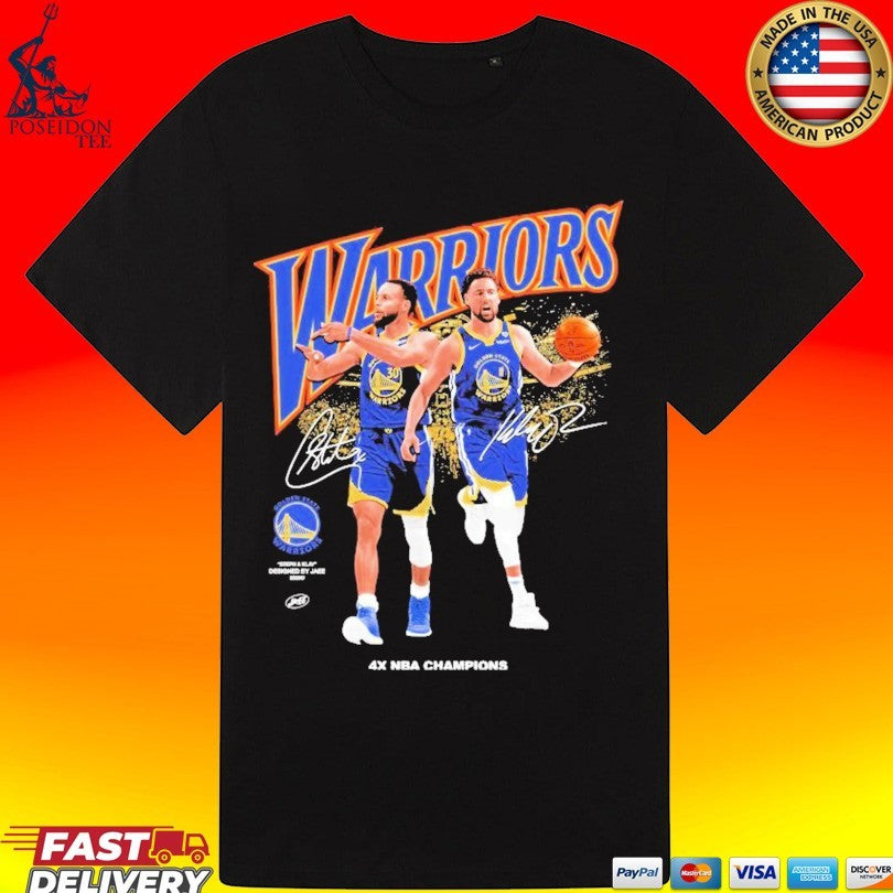 Steph And Klay Designed By Jee 2026 Golden State Warriors 4x Nba Champions T-shirt