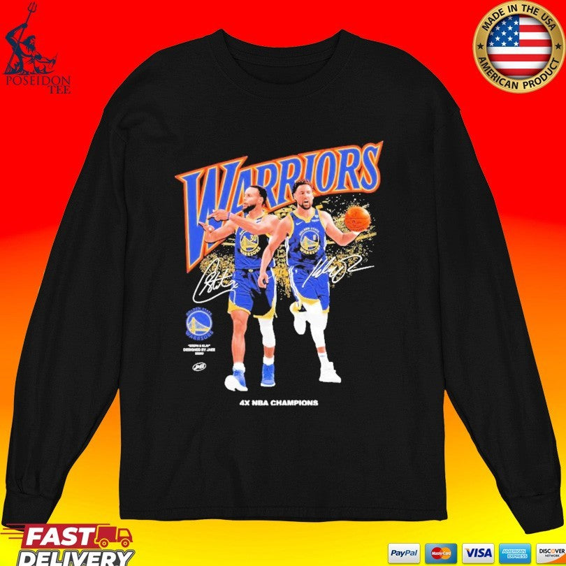 Steph And Klay Designed By Jee 2026 Golden State Warriors 4x Nba Champions T-shirt
