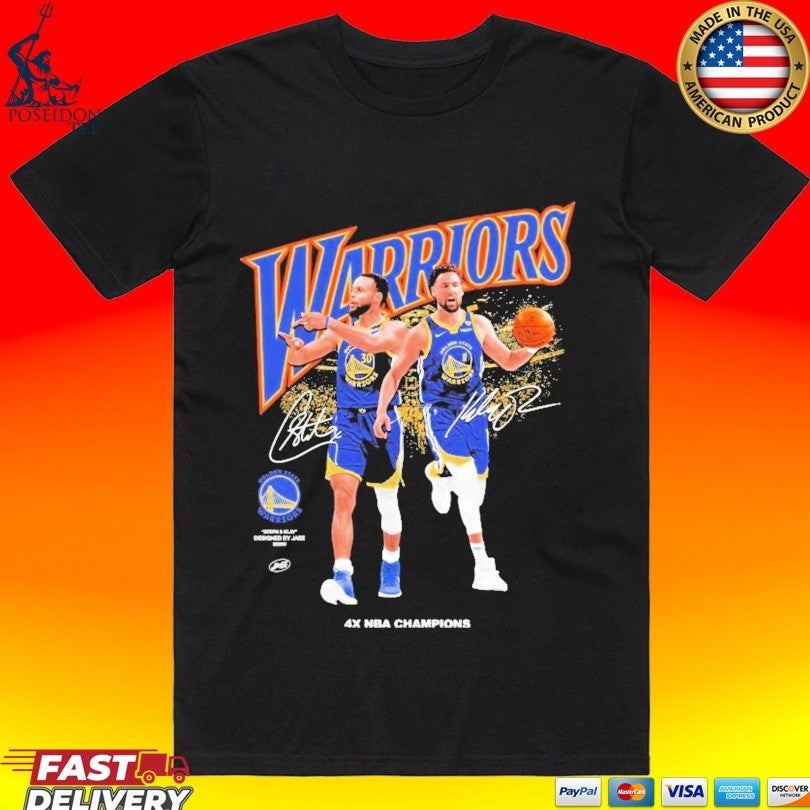 Steph And Klay Designed By Jee 2026 Golden State Warriors 4x Nba Champions T-shirt
