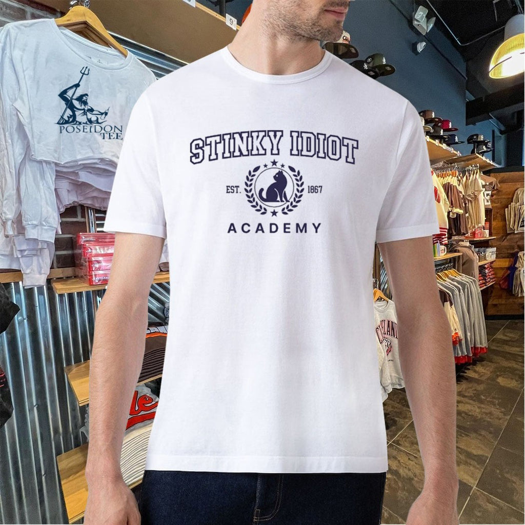 Stinky Idiot Academy Est 1867 Cat T-shirt