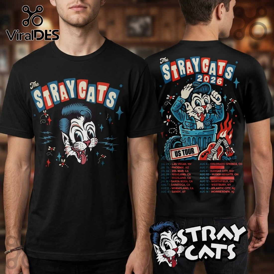 Stray Cats 2026 US Tour Rockabilly Style Premium Graphic T-Shirt