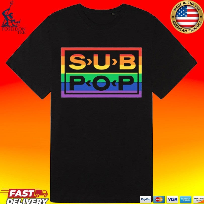 Sub Pop Mega Mart Sub Pop Logo Rainbow Tweed Blue T-shirt