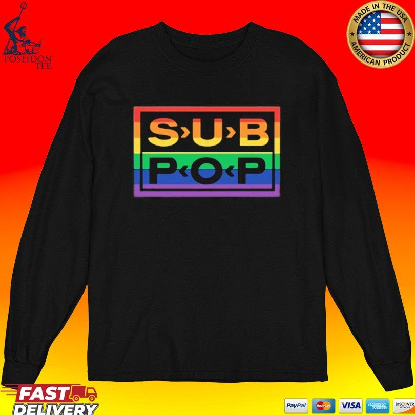 Sub Pop Mega Mart Sub Pop Logo Rainbow Tweed Blue T-shirt