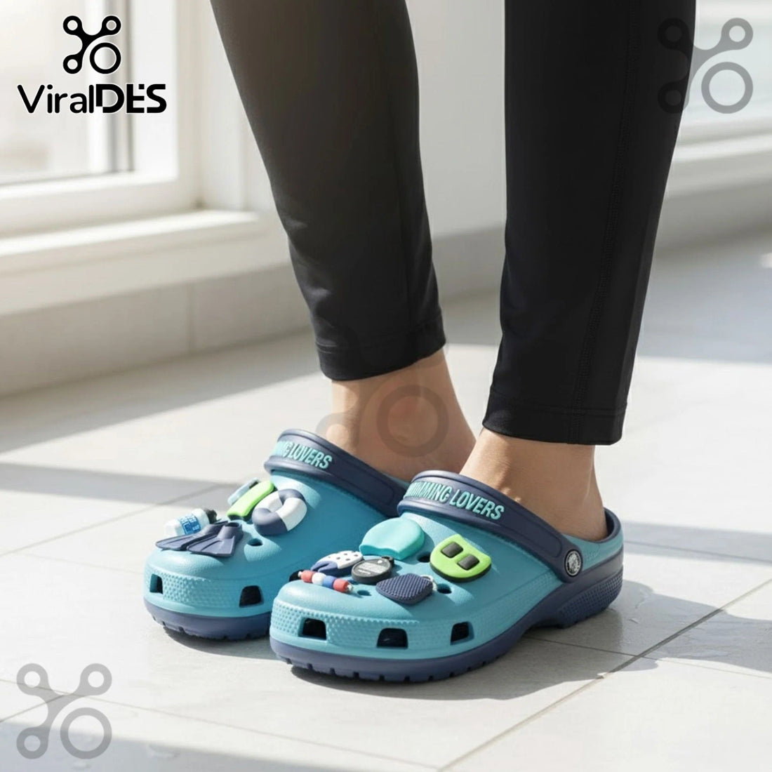 Swimming Lovers Premium Crocs Clogs With Charms