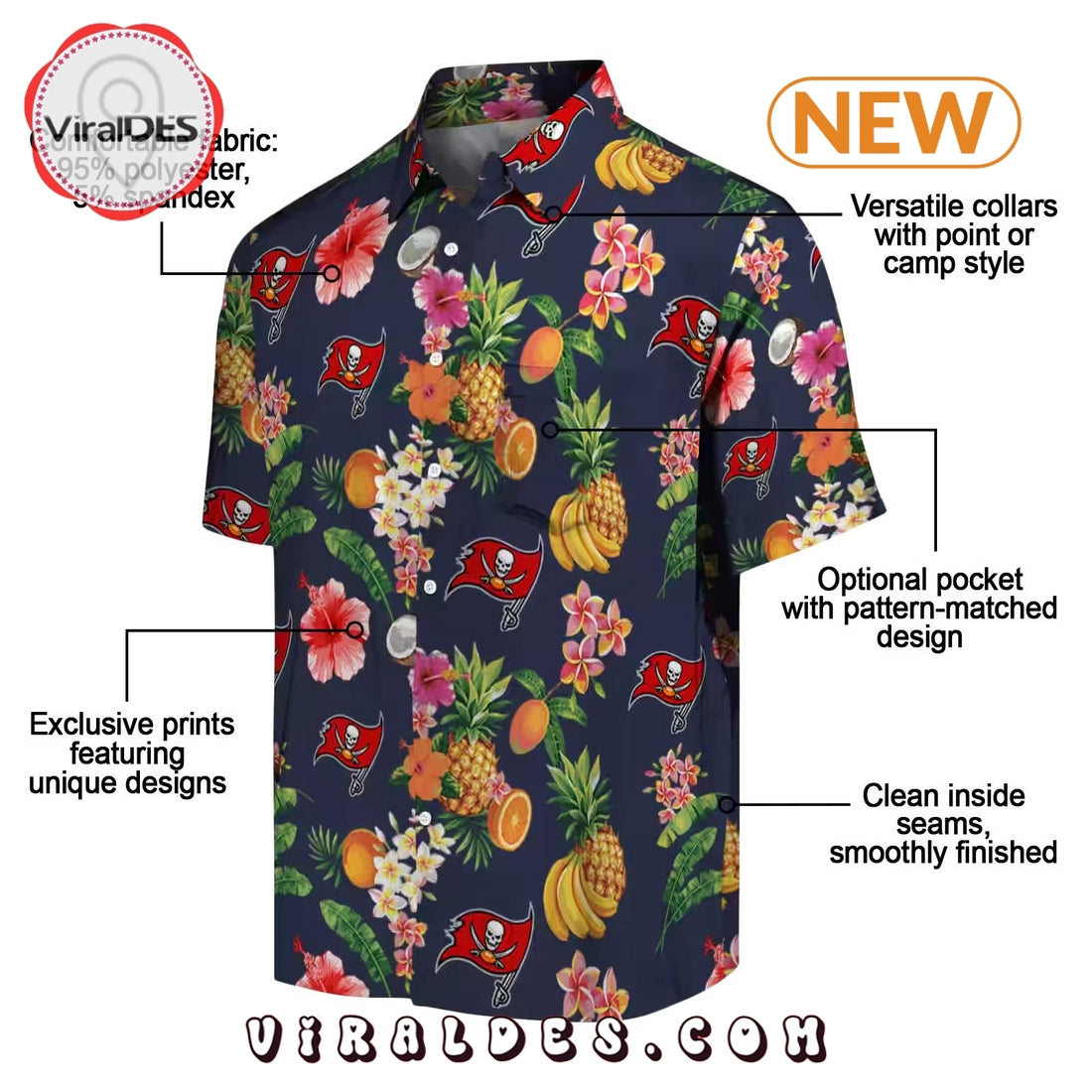 Tampa Bay Buccaneers Hibiscus x Fruit Hawaiian Shirt
