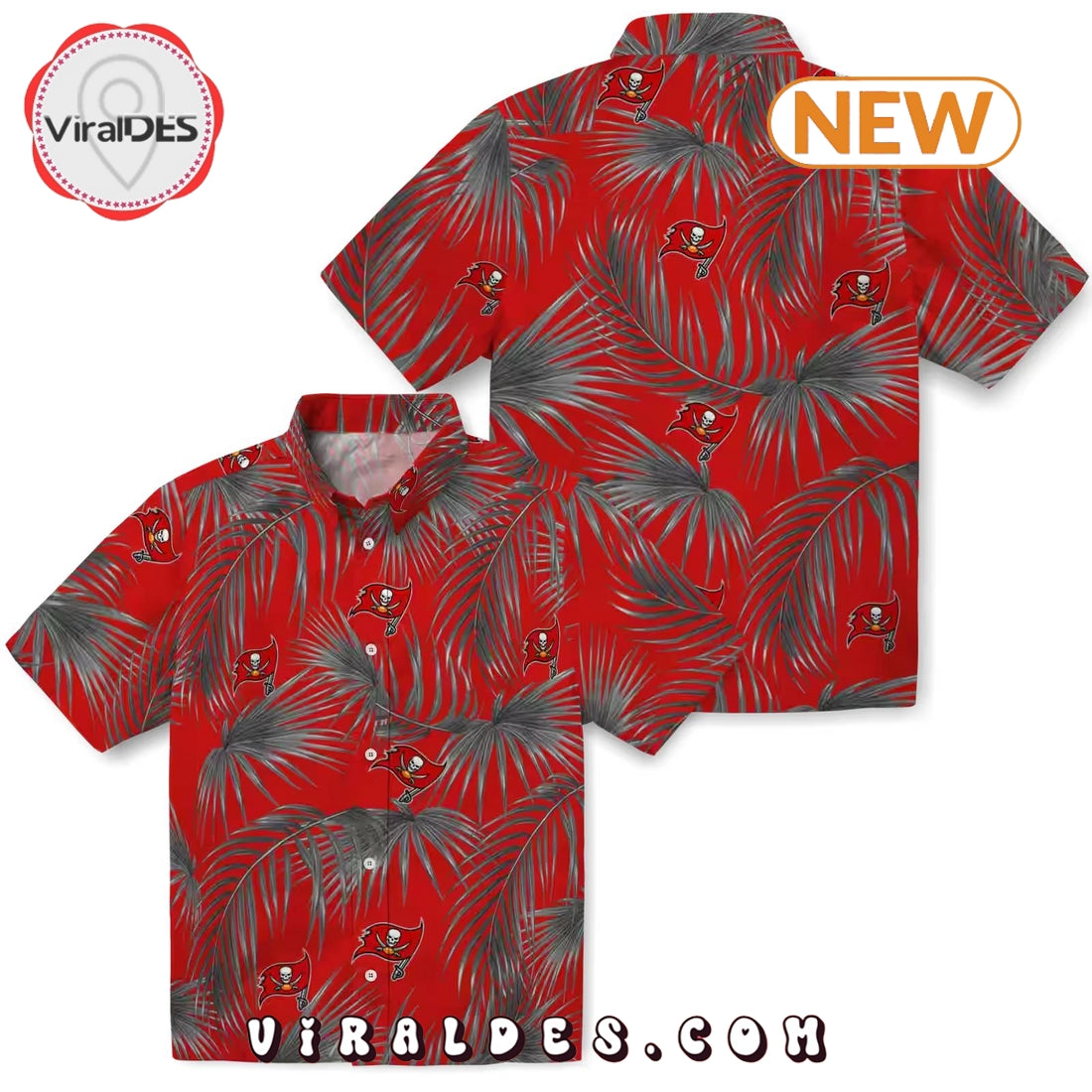 Tampa Bay Buccaneers Leafy Palms Hawaiian Shirt