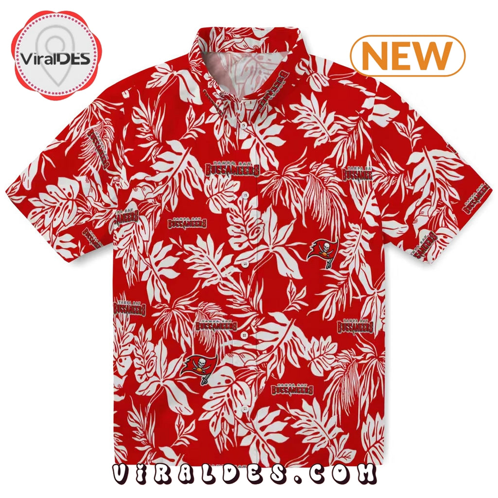Tampa Bay Buccaneers Tropical Leaf Hawaiian Shirt