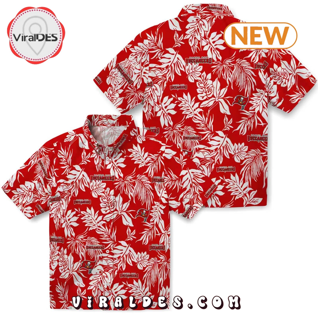 Tampa Bay Buccaneers Tropical Leaf Hawaiian Shirt