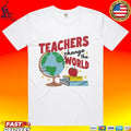 Teachers Change The World White & Red Ringer T-shirt