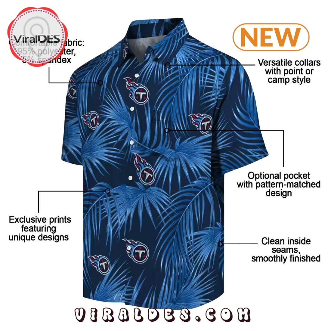 Tennessee Titans Leafy Palms Hawaiian Shirt