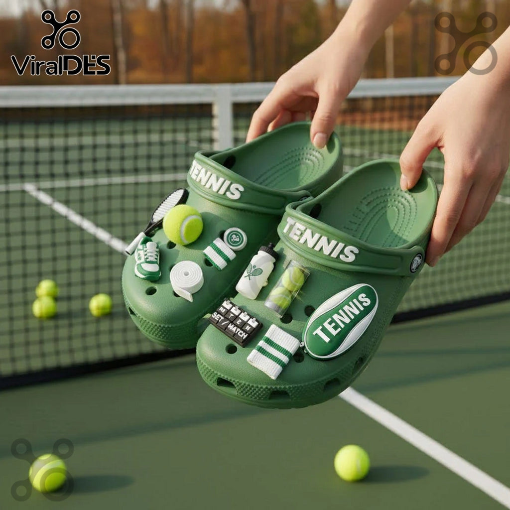 Tennis Premium Crocs Clogs With Charms